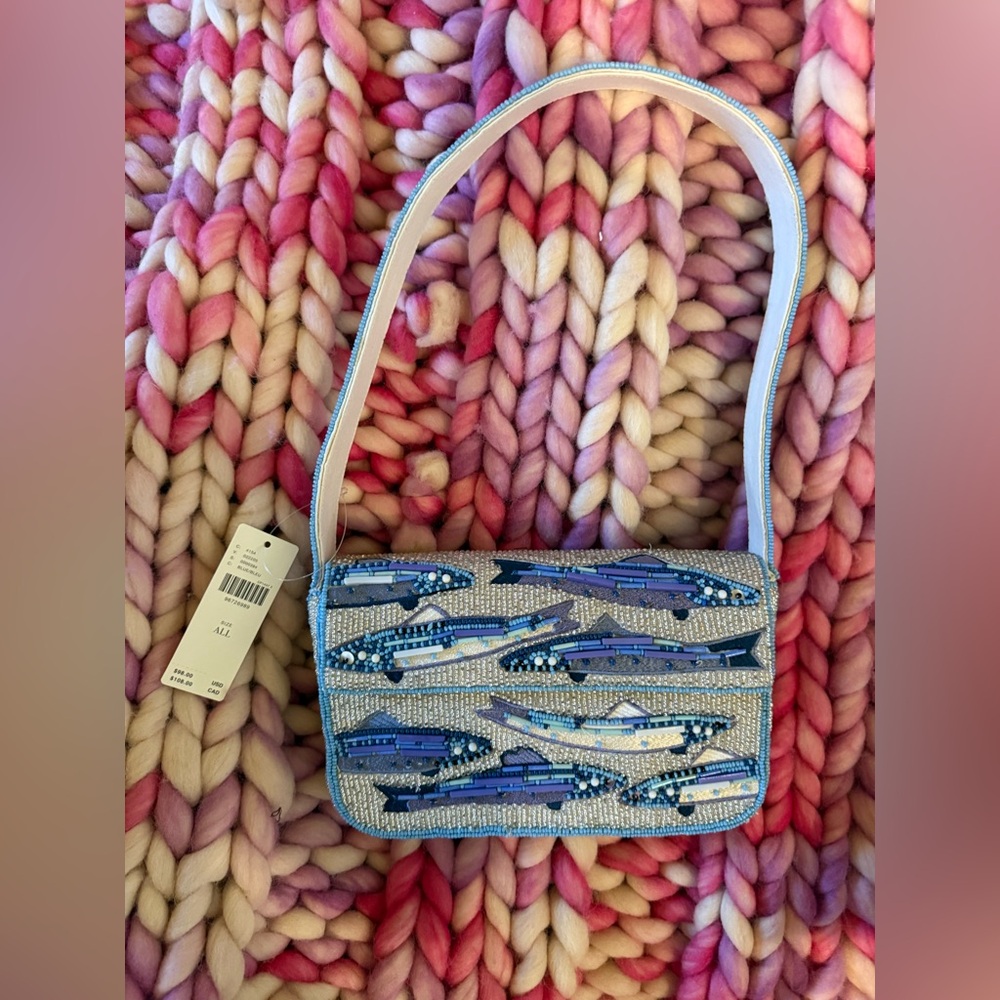 Anthropologie THE FIONA BEADED BAG: FOOD & DRINK EDITION 97579502 Sardines Fish - Picture 3 of 4